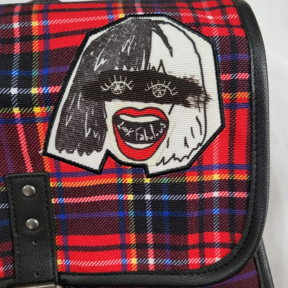 Disney Cruella Plaid Backpack Loungefly Style Red Tartan Patches One Size